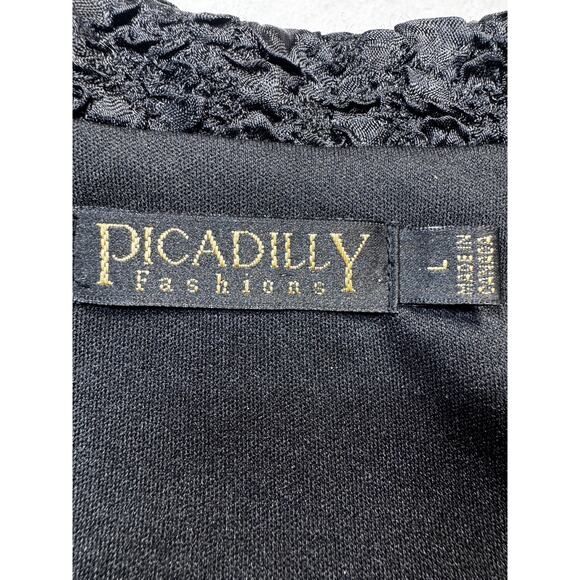 VTG Picadilly Lightweight Jacket Zip Up High Neck Sz Lg Black - Picture 8 of 12